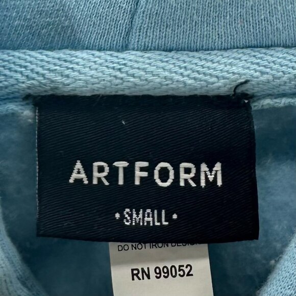 ARTFORM Hoodie Adult Sz S Spellout Embroidered Jumper Pullover Sweatshirt Blue - Picture 8 of 12
